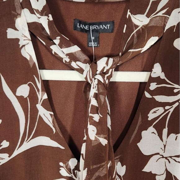 Lane Bryant Dress Long Sleeve Fit Flare Chiffon Fall‎ Brown Twee Cottage 18 1X - Picture 5 of 16
